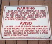  ?? Genaro Molina Los Angeles Times ?? A WARNING is posted at AllenCo’s facility. Neighbors’ complaints about a foul stench, headaches and nosebleeds led the company to suspend operations.