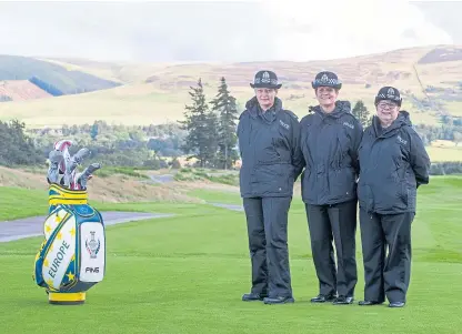  ??  ?? Supt Maggie Pettigrew, Ch Supt Sharon Milton and Ch Supt Suzie Mertes at the PGA Centenary Course.