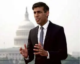  ?? GETTY IMAGES ?? Prime Minister Rishi Sunak of Britain is in Washington to discuss the path forward on artificial intelligen­ce.