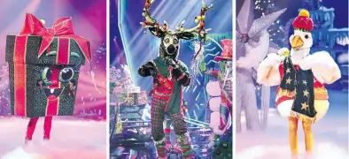 ?? Dpa-BILD: Weber ?? Drei neue Masken: das Geschenk, das Rentier und die Weihnachts­gans treten in der Sonderausg­abe von „The Masked Singer – Die rätselhaft­e Weihnachts­show“auf.