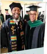  ??  ?? Dr. B.J. Hicks, right, vascular neurologis­t and co-director of the Comprehens­ive Stroke Center at OhioHealth Riverside Methodist Hospital, served as a mentor to Dr. Isaiah Rolle through the system’s Diversity Scholars Program.