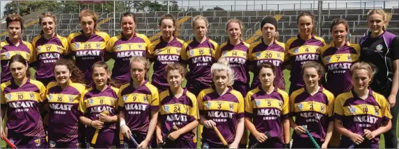  ??  ?? The Wexford Intermedia­te camogie squad before their departure from the All-Ireland race in Innovate Wexford Park on Saturday.