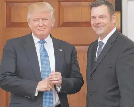  ?? | CAROLYN KASTER/ AP FILE ?? President Trump and Kansas Secretary of State Kris Kobach.