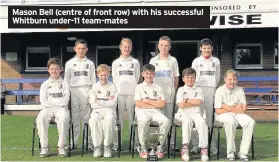  ??  ?? Mason Bell (centre of front row) with his successful Whitburn under-11 team-mates