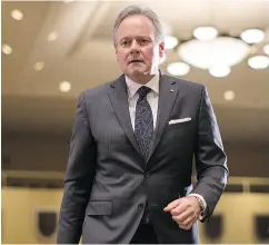  ?? CHRIS YOUNG / THE CANADIAN PRESS ?? Bank of Canada governor Stephen Poloz has signalled a cautious approach in upcoming policy decisions.