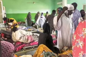  ?? ?? A crowded ward at a hospital in El Fasher in Sudan’s North Darfur region, where multiple people have been wounded in ongoing battles there. PHOTO: ALI SHUKUR/MSF/AFP