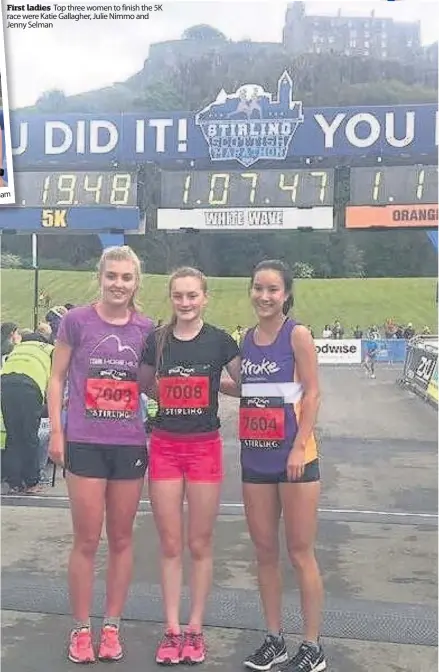  ??  ?? First ladies Top three women to finish the 5K race were Katie Gallagher, Julie Nimmo and Jenny Selman