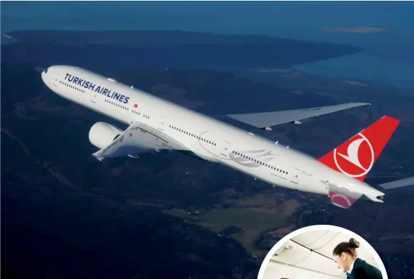  ??  ?? SUBLIME SERVICE Turkish Airlines takes fl ight; ( inset) Passengers enjoy luxurious amenities on board