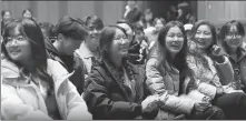  ?? ?? Left: The audience reacts to a show by Nyanzin Drakpa and his comedy team.