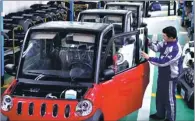  ?? PROVIDED TO CHINA DAILY ?? A worker checks a low-speed electric vehicle at a production line in Chuzhou, Anhui province.