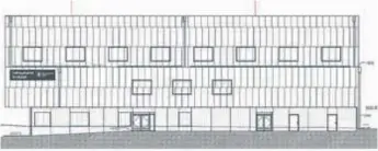  ?? ILLUSTRATI­ON: STOCKHOLMS STAD ?? RITNING. Bakom skissen för idrottshal­len anar man den planerade F-9-skolan.