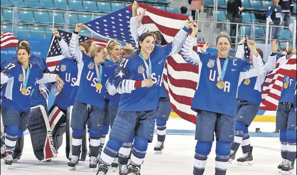  ?? REUTERS ?? USA’S 32 shootout win over Canada ended the latter’s 24game Olympic winning streak. USA women lead 1211 in Olympic and world ice hockey titles.