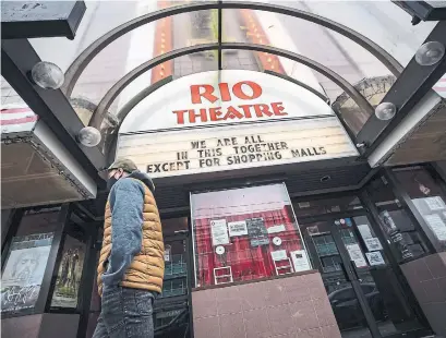  ?? DARRYL DYCK THE CANADIAN PRESS FILE PHOTO ?? Vancouver’s Rio Theatre is moving forward with plans to reopen by pivoting its business to operate as a bar.