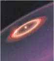  ?? FOTO: AFP ?? Diese von der European Southern Observator­y (Eso) veröffentl­ichte Zeichnung zeigt, wie die Gürtel aus kaltem Staub, die um Proxima Centauri kreisen, aussehen könnten.