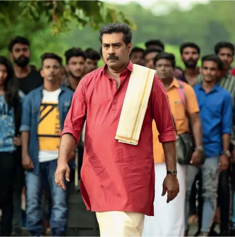  ??  ?? Biju Menon Aadya Rathri as a marriage broker who does not believe in romance