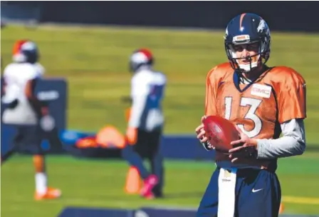  ?? John Leyba, The Denver Post ?? Broncos quarterbac­k Trevor Siemian says his sprained left shoulder is improving.