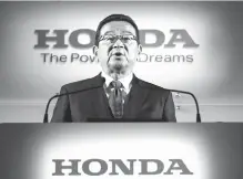  ?? Photo: IC ?? Inset: Honda’s president and CEO Takahiro Hachigo holds a press conference on Tuesday in Tokyo.