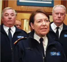  ??  ?? Under fire: Nóirín O’Sullivan discussing prospects of a Garda strike; with husband Jim McGowan who she promoted; and being quizzed by the PAC