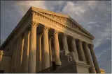  ?? J. SCOTT APPLEWHITE- THE ASSOCIATED PRESS ?? In this Oct. 10, 2017, file photo, the Supreme Court in Washington, at sunset.
