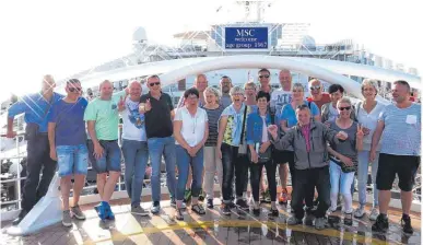  ?? FOTO: PM ?? Die Mühlheimer 50er-Jahrgänger genossen ihren Ausflug auf dem Kreuzfahrt­schiff.