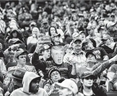  ?? Marie D. De Jesús / Staff file photo ?? Supporters of President Donald Trump pack Toyota Center during a MAGA rally in 2018. Now an arguably purple state, Texas can set the course for the Democratic Party on Tuesday and even decide the election in the fall.