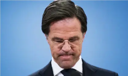  ?? Photograph: Bart Maat/EPA ?? Mark Rutte appears at a press conference in The Hague after the resignatio­n of the coalition.