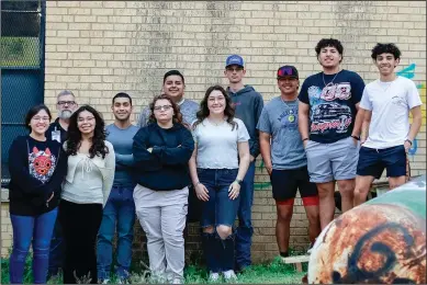  ?? Photo Credit Patrick Gonzales/big Spring Herald ?? Big Spring High School welding students recently competed at the State USA Welding Contest held in Corpus Christi and finished with several receiving awards for their work. pictured left to right are Leila Franco, Alina Chavez-martinez, Big Spring High School welding teacher Milton Woody, Jorge Arroyo-nieves, Daliyah O’hara, Adryen Guerra, Andrea Mccormack, Koltyn Kitchens, Lucas Chavez, Jeremiah Presas, and Joshua Rios.