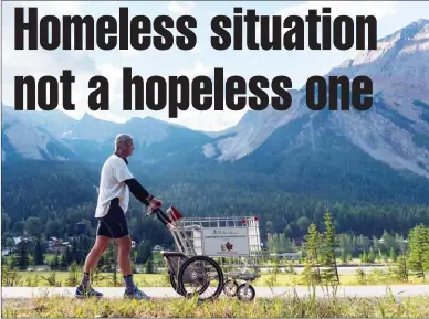  ?? Contribute­d ?? Joe Roberts on the Push for Change, a 9,000-kilometre trek across Canada to raise money and awareness for programs to end youth homelessne­ss. He’s speaking today in Penticton.