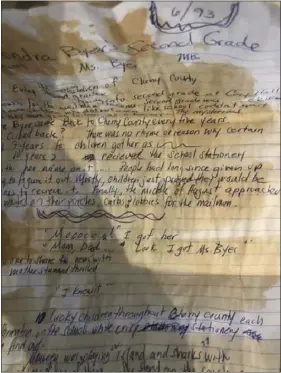  ?? SUBMITTED PHOTOS ?? A copy of the coffee-stained draft of the story Susan Dezenhall Schwartz wrote nearly 30years ago.