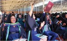  ?? — Picture: Joseph Manditswar­a. ?? Teachers celebrate after graduating with Diplomas in Education at SekeTeache­rs College in Chitungwiz­a yesterday.