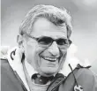  ?? 2009 PHOTO BY CAROLYN KASTER, AP ?? Penn State plans to commemorat­e Saturday the 50th anniversar­y of Joe Paterno’s first game as football coach.