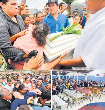  ??  ?? DOLOR. Cientos de personas sepultaron el domingo a la familia asesinada, de cuya muerte culpan al Gobierno, quién negó cualquier participac­ión en los hechos.