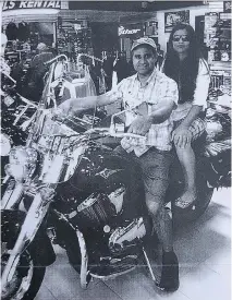  ??  ?? Secret lovers and accused killers Bhupinderp­al Gill and Gurpreet Ronald, at a bike shop in 2013. Ronald says their affair wasn’t her proudest moment.