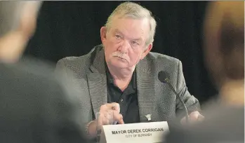  ?? ARLEN REDEKOP FILES ?? Burnaby Mayor Derek Corrigan says the carbon tax as a funding source for transport projects is the ‘most attractive’ option ‘to people wanting to improve transporta­tion.’