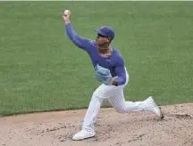  ?? BRAD PENNER • USA TODAY SPORTS ?? New York Mets starting pitcher Marcus Stroman (0) pitches during a simulated game during workouts at Citi Field.