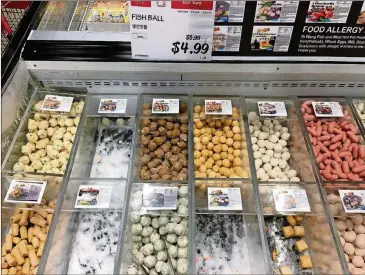  ?? ADDIE BROYLES / AMERICAN-STATESMAN PHOTOS ?? Whole Foods’ 365 store in Cedar Park might have a self-serve mochi bar that looks similar to this, but these are savory fish balls that you can serve fried, steamed, simmered or sauteed.