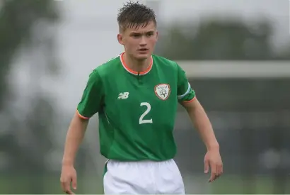  ??  ?? Grange’s Seamas Keogh, Captain of the Republic of Ireland U16s, who retained the Victory Shield.