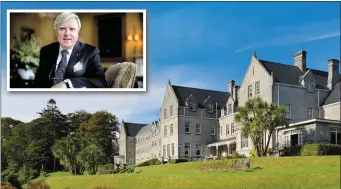  ?? The five star Park Hotel in Kenmare. ( Inset) Hotelier and broadcaste­r Francis Brennan. ??