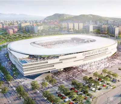  ??  ?? Una immagine del progetto Sportium per il nuovo stadio del Cagliari