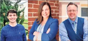  ?? Compiled by Meghan Friedmann / Contribute­d photos ?? Candidates in Hamden’s 2021 mayoral Democratic primary: Peter Cyr, Lauren Garrett and incumbent Curt Balzano Leng.