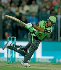 ??  ?? Fakhar Zaman in action during his knock of 56.