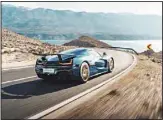  ??  ?? This handout photo provided by Rimac Automobili shows a Rimac Nevera electric car, at an undisclose­d location in Croatia, April 15, 2021. Croatia’s electric supercar maker is taking over the iconic French manufactur­er Bugatti. (AP)