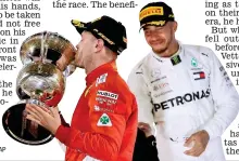  ??  ?? Trophy hunter: Vettel is ahead of Hamilton
