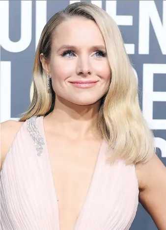  ?? VALERIE MACON/GETTY IMAGES ?? Facialist Lord Gavin McLeod-Valentine treated actress Kristen Bell to an oxygen facial just before her appearance at the 76th annual Golden Globe Awards.