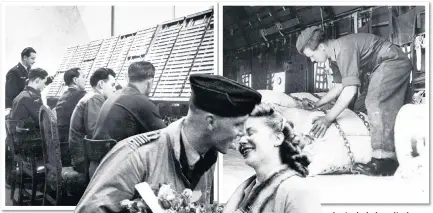  ??  ?? Above, air controller­s directing the cargo planes during the airlift and, right, a British soldier loading a plane. Main image, a German woman shows her appreciati­on to a British pilot