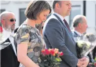  ?? CHRIS J RATCLIFFE ?? Clockwise from top left: Metropolit­an Police Commission­er Cressida Dick, Mayor of London Sadiq Khan, Prime Minister Theresa May and Home Secretary Sajid Javid; an emotional moment at at the ceremony; PC Wayne Marques, who was stabbed in the attack; and...