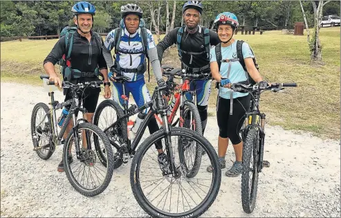  ??  ?? GEARING UP: Team Ubhejane comprises, from left, Dr David Zimmerman, Dan Leeuw, Ben Makoloi and Marilyn Zimmerman