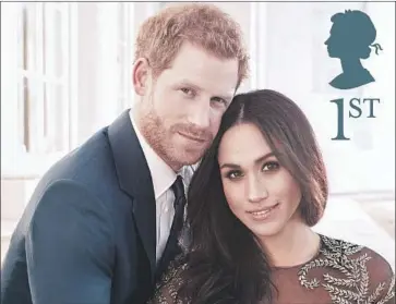  ?? British Royal Mail ?? THE UPCOMING WEDDING of Prince Harry and Meghan Markle is celebrated on a postage stamp. Her family has had no experience dealing with the intense public scrutiny that comes with joining the royal family.
