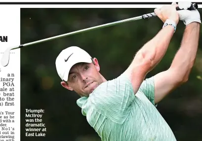  ?? ?? Triumph: McIlroy was the dramatic winner at East Lake