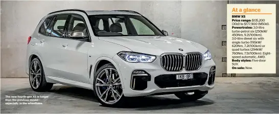  ??  ?? The new fourth-gen X5 is longer than the previous model – especially in the wheelbase.